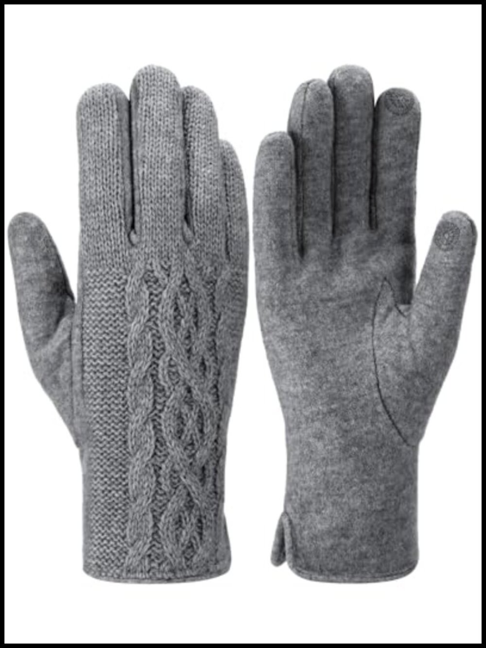 Wool Cashmere Blend Cable Knit Touchscreen Winter Gloves Fleece Lined